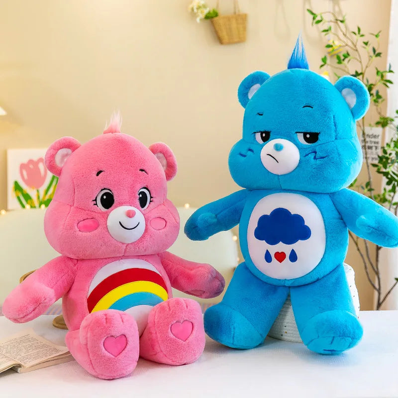 MINISO 40CM Carebears Kawaii Rainbow Bear Plush Toys Lovely Anime Colorful Bear Stuffed Doll Soft Toy Room Decor Birthday Gifts