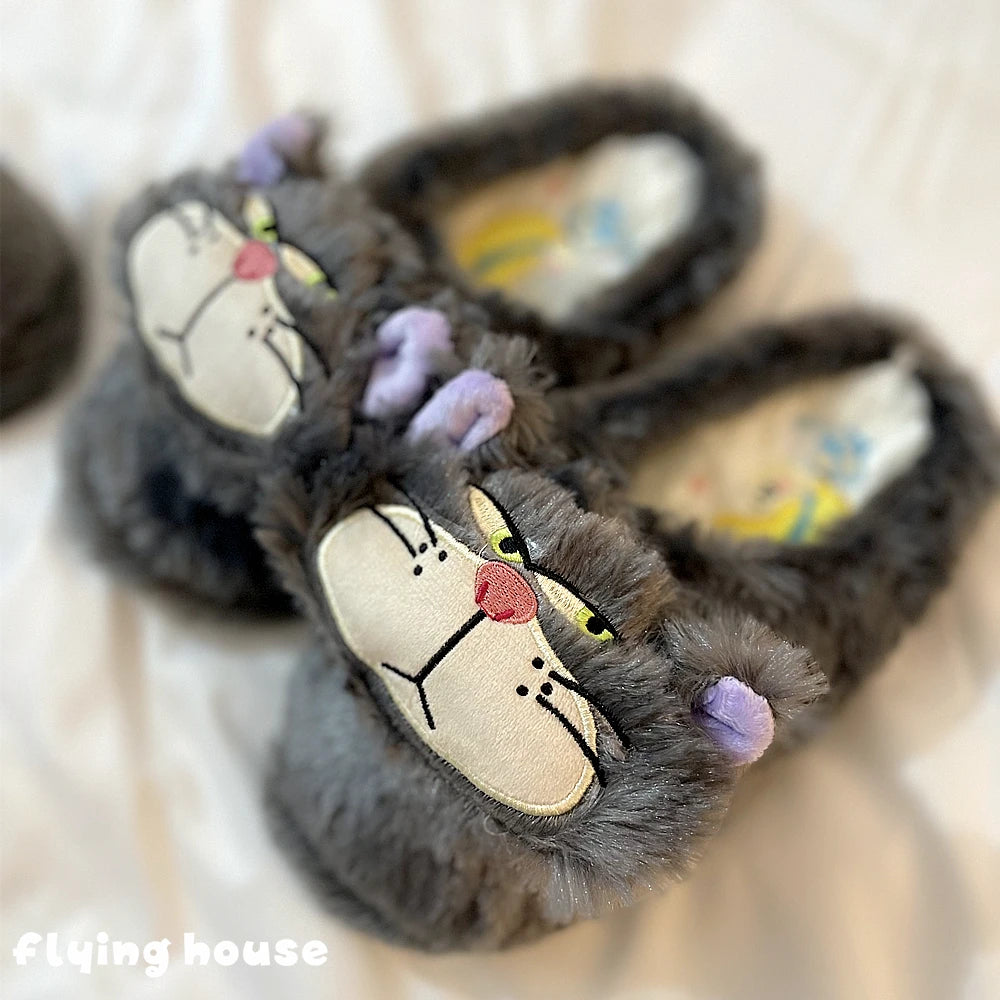 Lovely Disney Lucifer Cat Slippers Comfortable Indoor Home Shoes Kawaii Cartoon Anime Shoes Xmas Gifts for Autumn Winter Girl