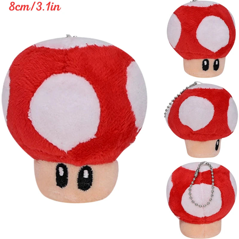 Kawaii Mario Bros Super Star Green Yoshi Mushroom Plush Keychain Cute Anime Triple Bananas Mario Luigi Hat Peluche Dolls Pendant