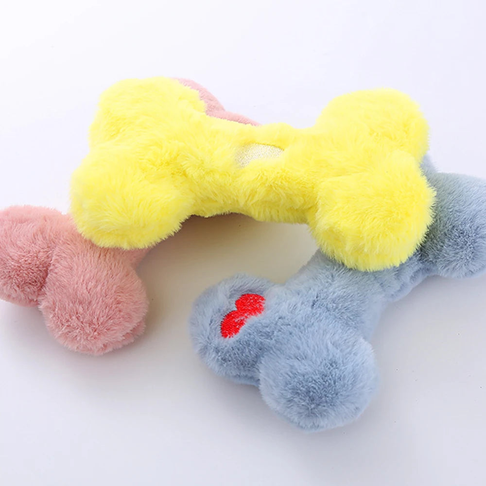 1PC Pet Supplies Plush Bone Modeling Containing Bb Called Sound Bite Dog Interactive Toy Wear-Resistant