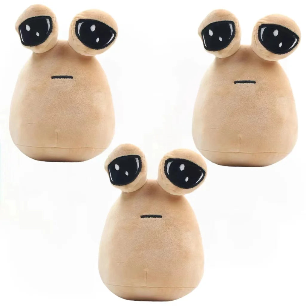 2024 NEW Pou Plush Cartoon Alien Toy, Kawaii Stuffed Animal Boneca, Figura do Jogo Quente, Presentes para Fãs, 22cm