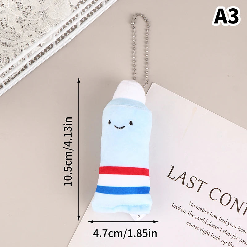 Cute Fun Plush Doll Toy Cartoon Stuffed Tooth Toothpaste Toothbrush Dolls Keychain Bag Pendant For Kids Gifts