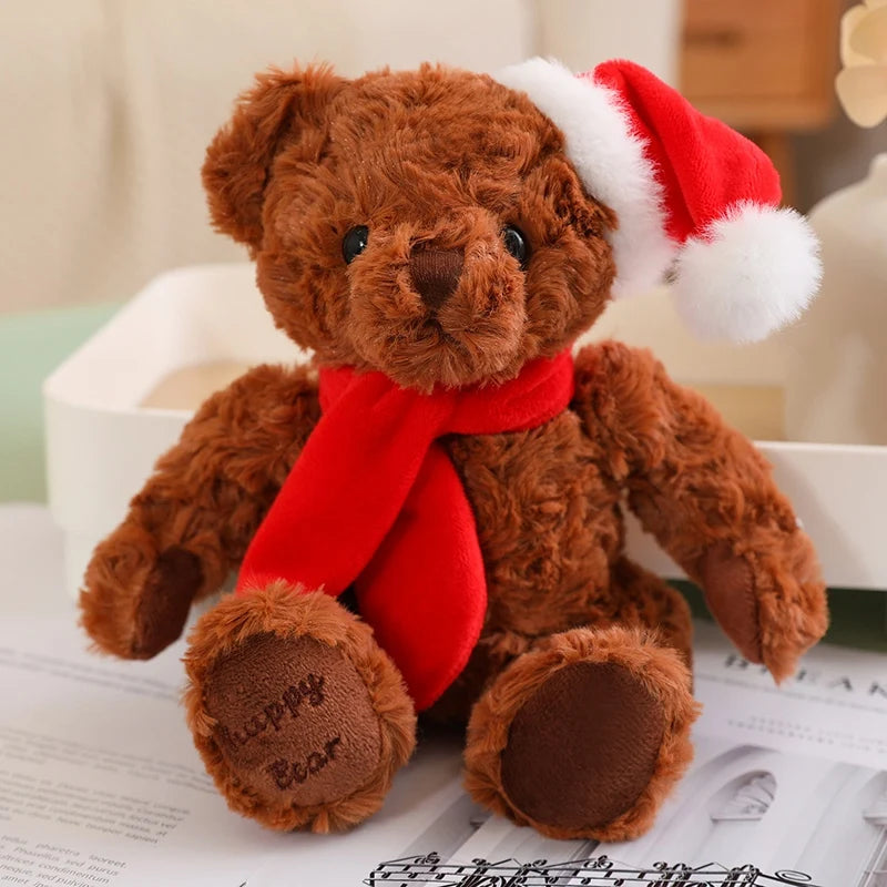 1pc 20cm Christmas Teddy Bear Dressing Up Soft Stuffed Animals Bear Plush Toys Doll For Kids Girlfriends Birthday Elegant Gift