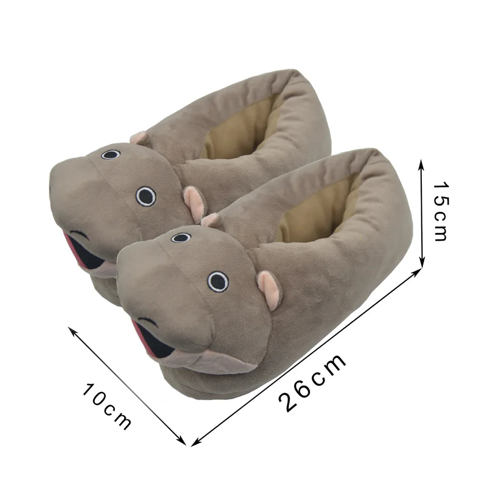 TreasuringU Hippos Moo Deng Plush Toys Cute Baby Hippopotamus Stuffed Pillow Christmas House Slippers Toy