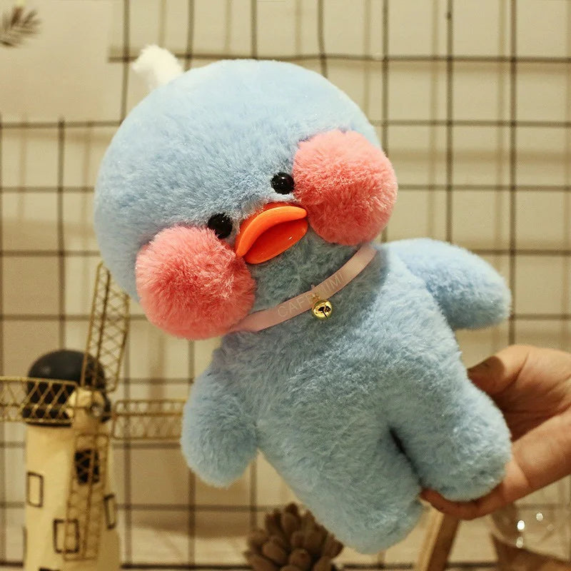 30cm Cute Cafe Blue Duck Stuffed Plush Animals Toy Wear Glasses And Clothes Soft Doll Girl Birthday Creative Gift For Children