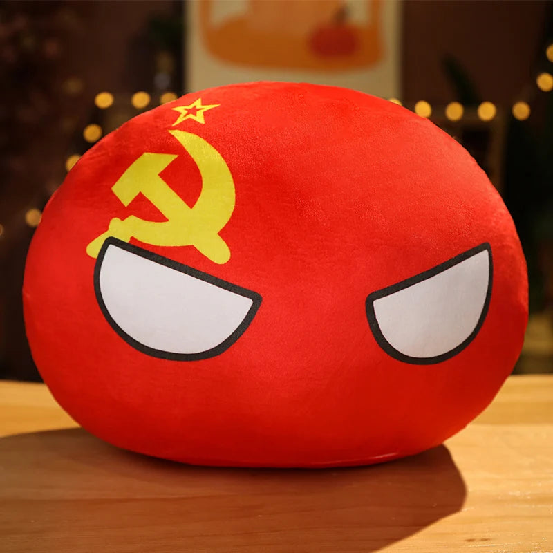 World Flag Throw Pillow Soft Polish Ball Large National Flag Round Pillow Dolls Children's Doll Cushion Plush Toy Christmas Gift