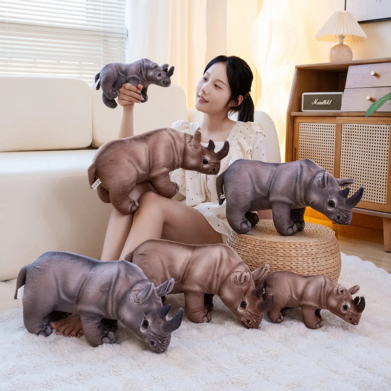 30/45cm Stuffed Pillow Realistic Rhinoceros Huggable Doll Toys For Children BabyAppease Doll Funny Plush Animal