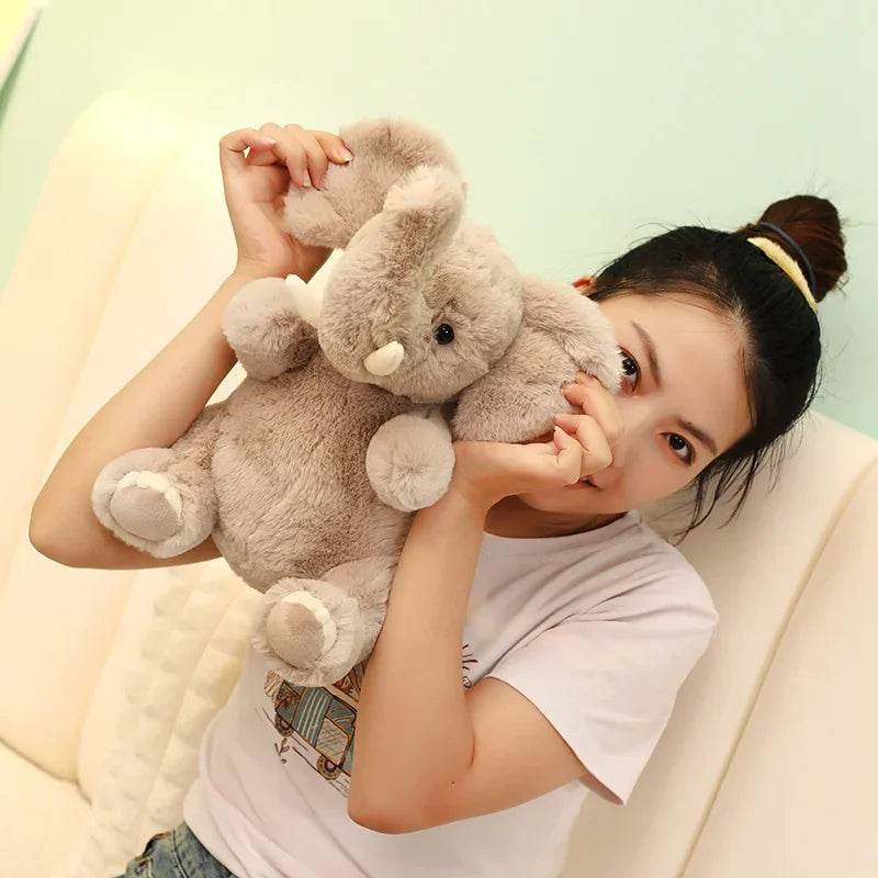 25-45cm Simulation Plush Elephant Doll Toy Fluffy Stuffed Cute Animal Pillow Baby Accompany Xmas Birthday Gift Kids