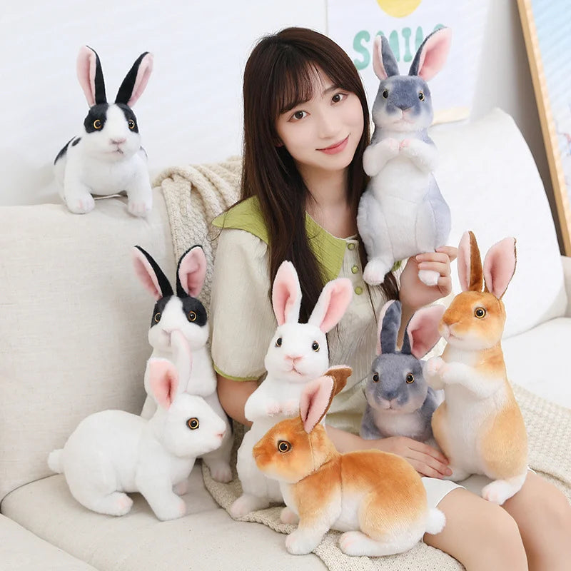 Simulation Kawaii Long Ears Realistic Rabbit Plush Toy Lifelike Animal Stuffed Doll Toys for Birthday Gift Room Decor