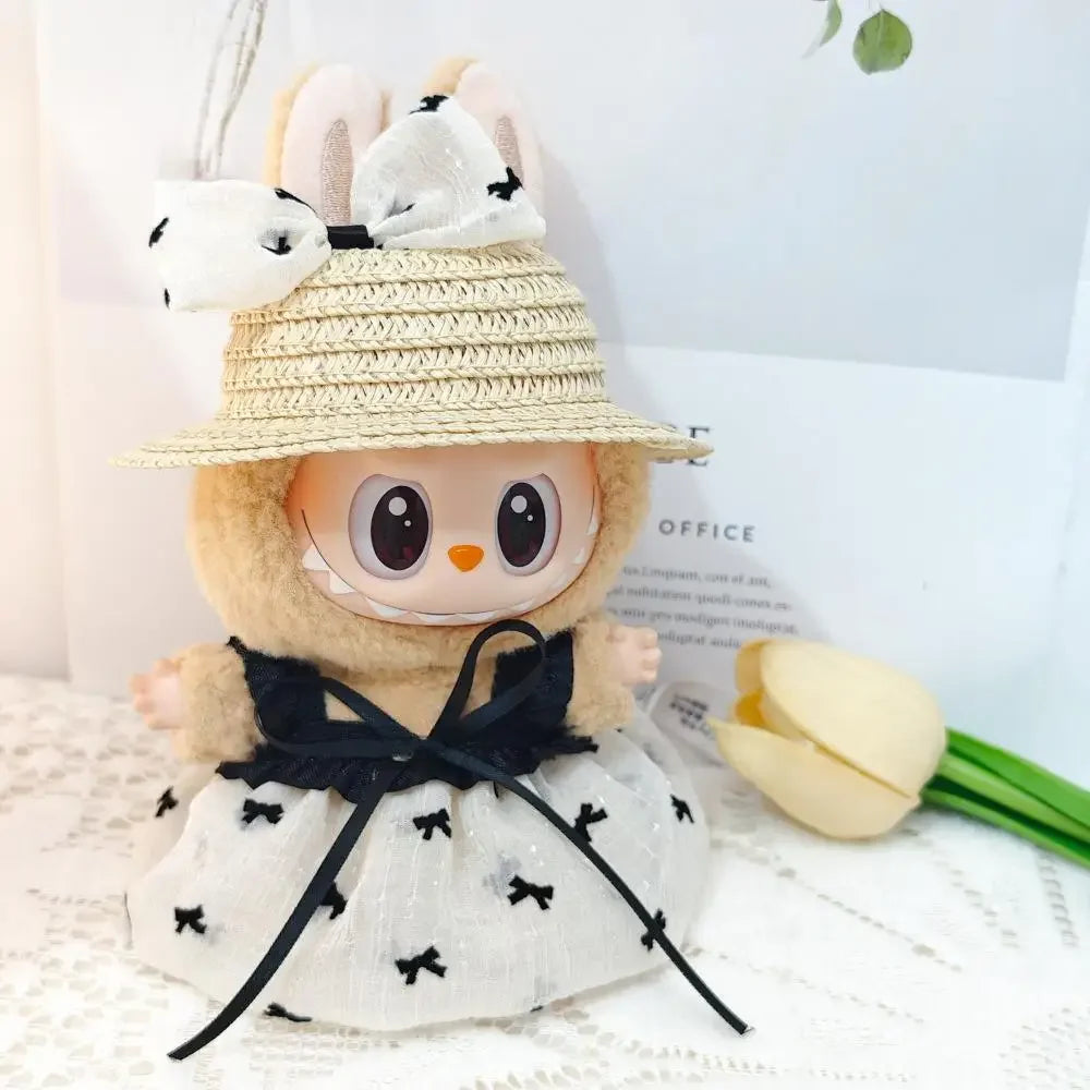 17cm Mini Plush Doll'S Clothes Outfit Accessories For Korea Kpop Exo Labubu Idol V1 V2 Love bow strap skirt set Clothing Gift