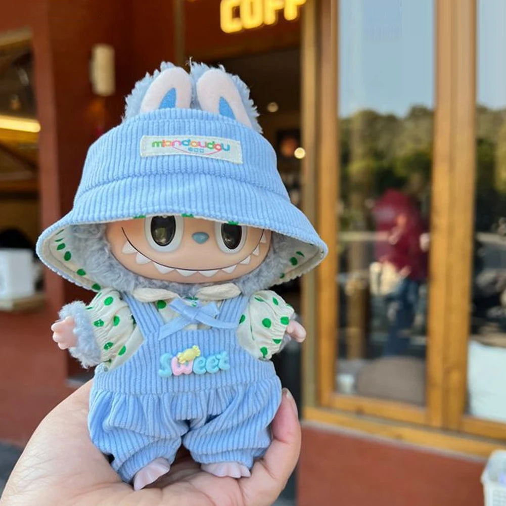 Mini Plush Doll'S Clothes Outfit Accessories For Korea Kpop Exo Labubu Idol V1 V2 bubble overalls hat Clothing Gift