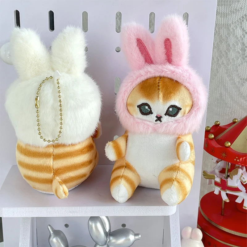 Cute kittens, plush dolls, bunnies, three-dimensional animal toys, creative personality, school bag pendants, fashion keychains