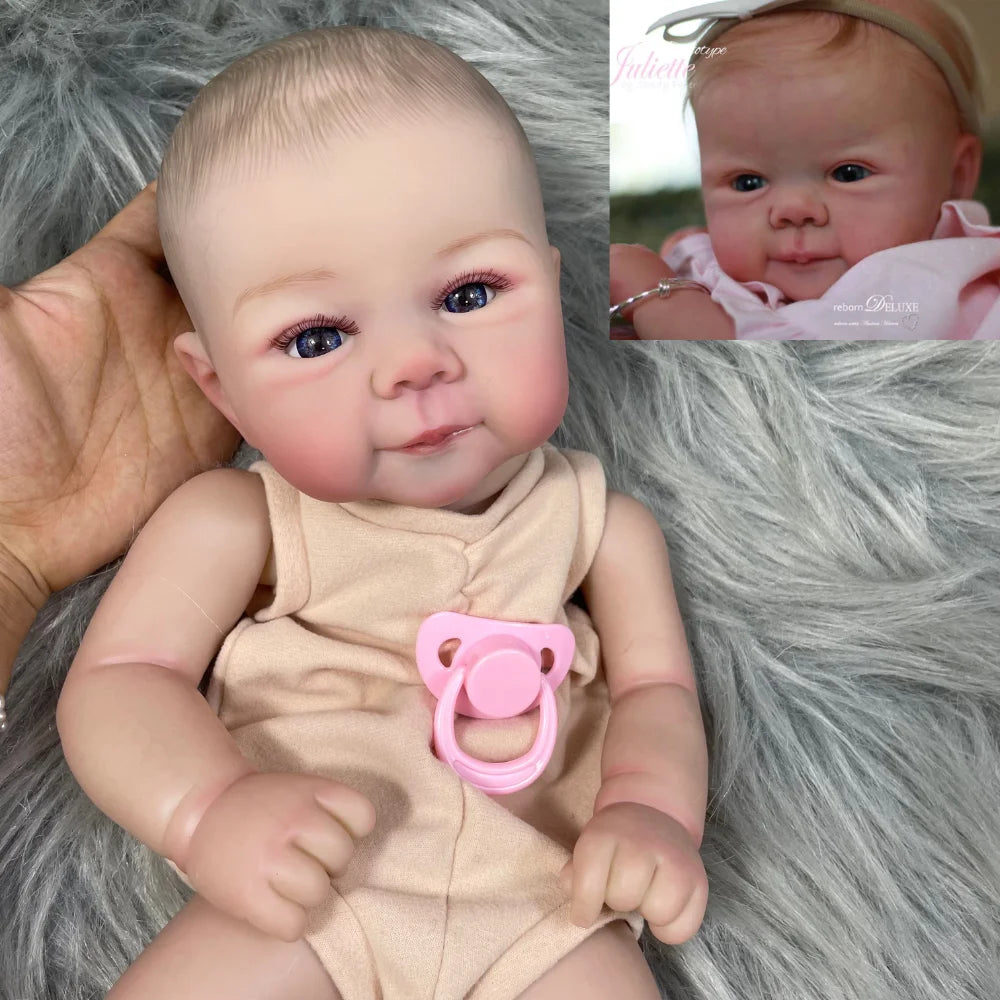 MRB 19 inch Already Finished Painted Reborn Doll Parts Juliette Cute Baby 3D Painting with Visible Veins Cloth Body Included