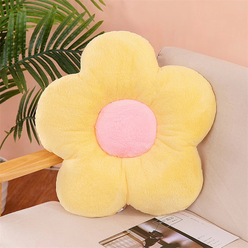 Winter Kawaii Colorful Flower Plush Pillow Soft Nap Office Classroom Chair Cushion Couch Pillow Bedroom