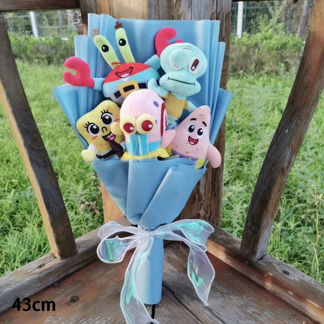 Anime Spongebob Squarepants Patrick Star Squidward Eugene H. Krabs  Plush Bouquet Christmas and Valentine's Day Gifts