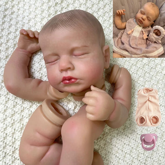 MRB 20 Inch Reborn LouLou 3D Skin Painted Kit With Rooted Eyelashes and Cloth Body Unassembled Reborn Baby Doll Parts DIY Molds