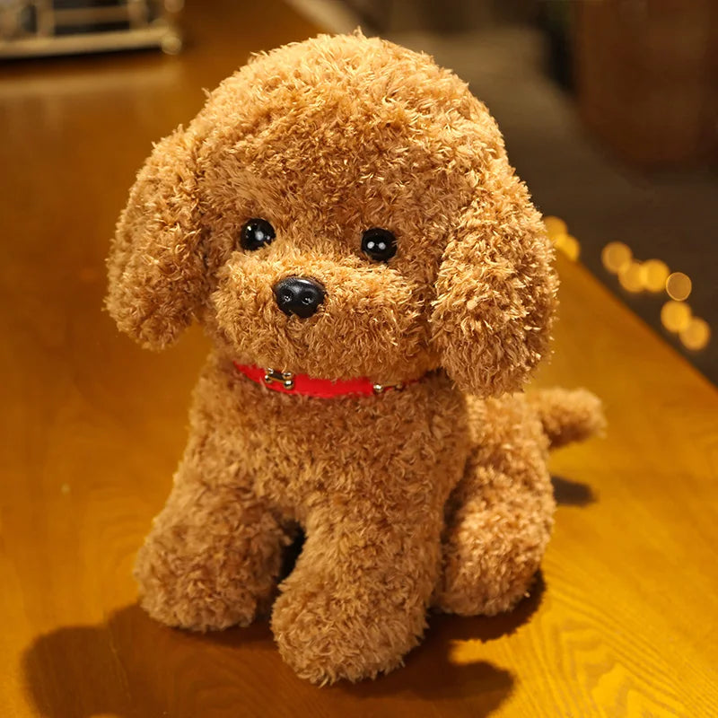 1Pc 22/28cm Lovely Curly Hair Dog Plush Toys Wears Collar Head Flower Dolls Stuffed Soft Toy Kids Birthday Gifts