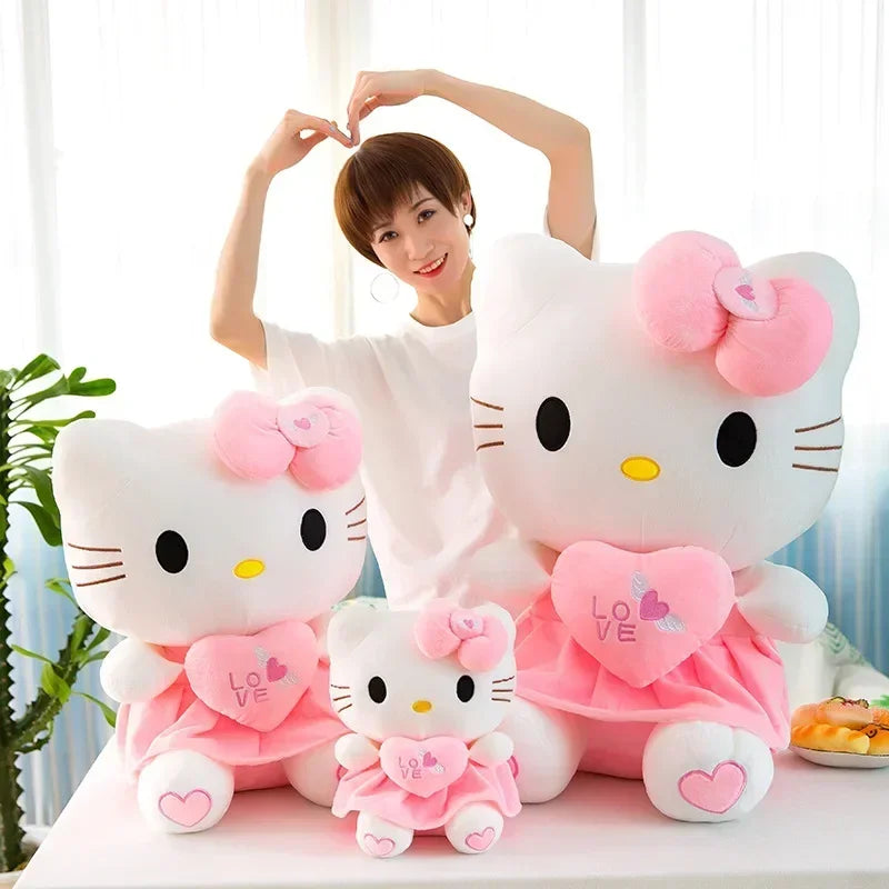 75cm Sanrio Kawaii Hello Kitty Plush Toy Pink Bow Dress Plushies Stuffed Animal Decoration Pillow Kids Birthday Christmas Gift