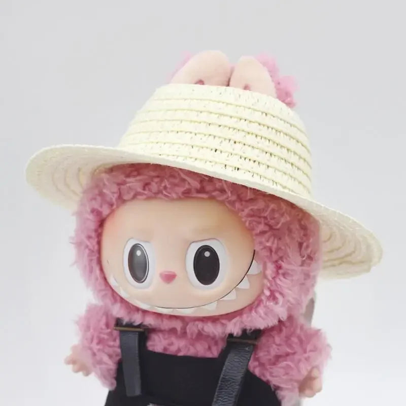 17cm Mini Plush Doll'S Clothes Outfit Accessories For Korea Kpop Exo Labubu Idol empty top straw hat Clothing Gift