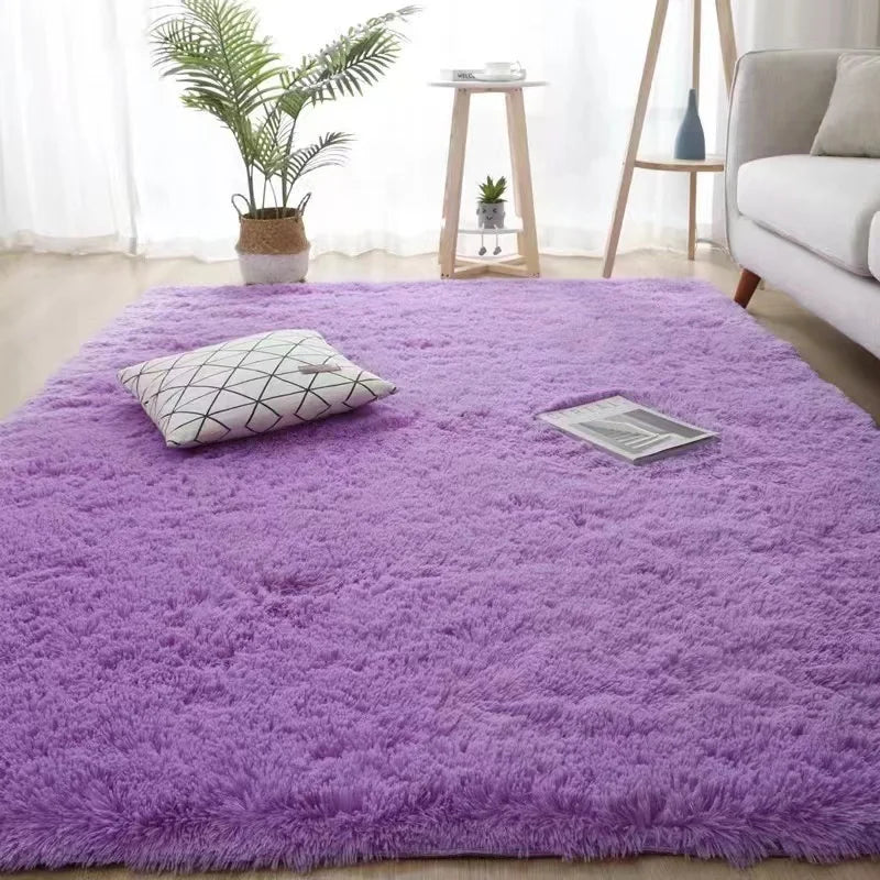 VIKAMA Living Room Silk Wool Carpet Home Bedroom Bed Full Floor Mat Nordic Sofa Non-Slip Mat Simple Wind Plush Cushion