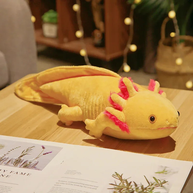 45CM Cute Axolotl Stuffed Plush Toy Real Life Simulation Ambystoma Mexicanum Dinosaur Animal Model Plush Doll For Kids Gifts