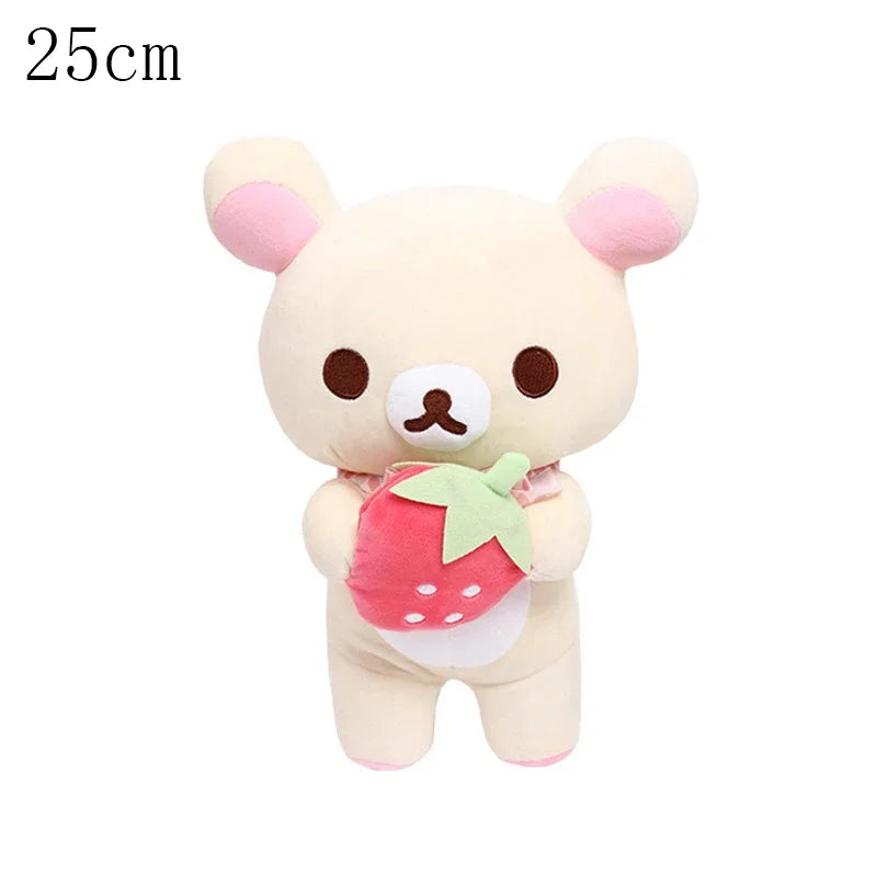 Strawberry Rilakkuma Plush Kawaii Anime Brown Bear Pelcuhe Teddy bear Stuffed Doll Cute Couple Toys Present Birthday Gifts