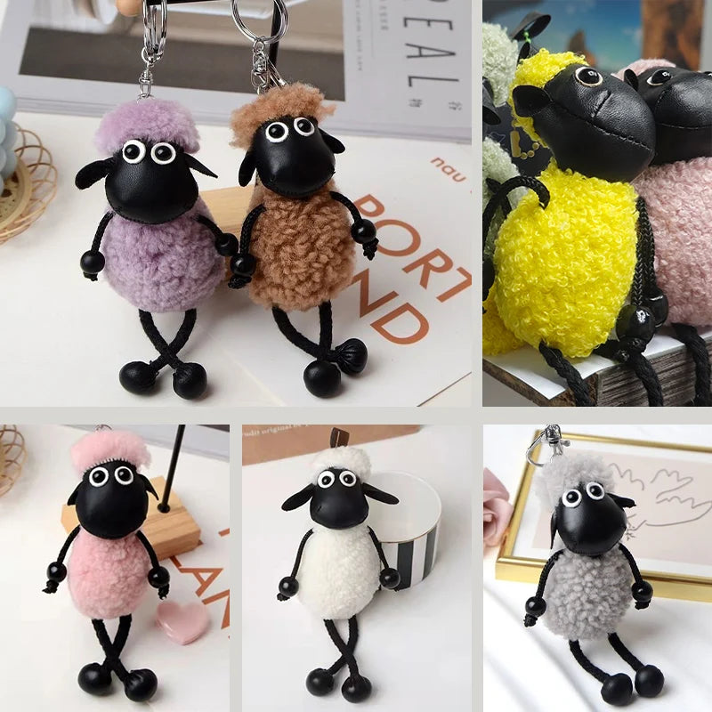 Cute and Creative Lamb Plush Toy Car Pendant Simulation Lamb Keychain Bag Small Pendant Gift for New Year's Gift to Friends