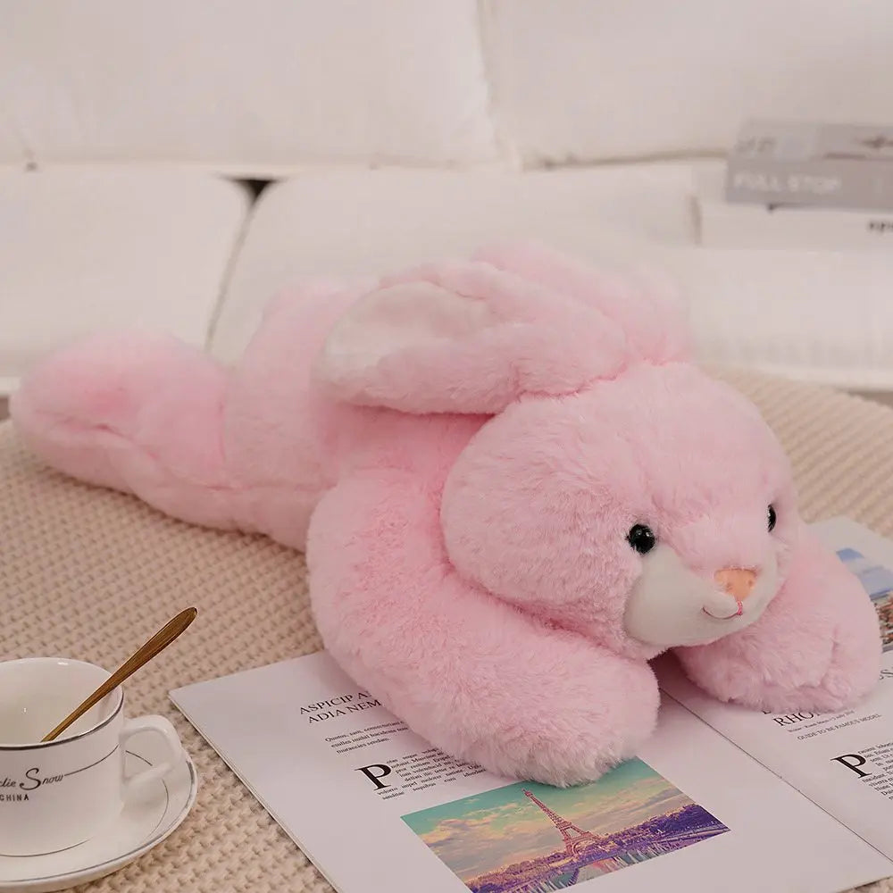 1PC 35-75CM Kawaii Pink Lying Down Rabbit Plush Toys Lovely Fluffy Bunny Plush Pillow Stuffed Soft Toy Nice Birthday Xmas Gift