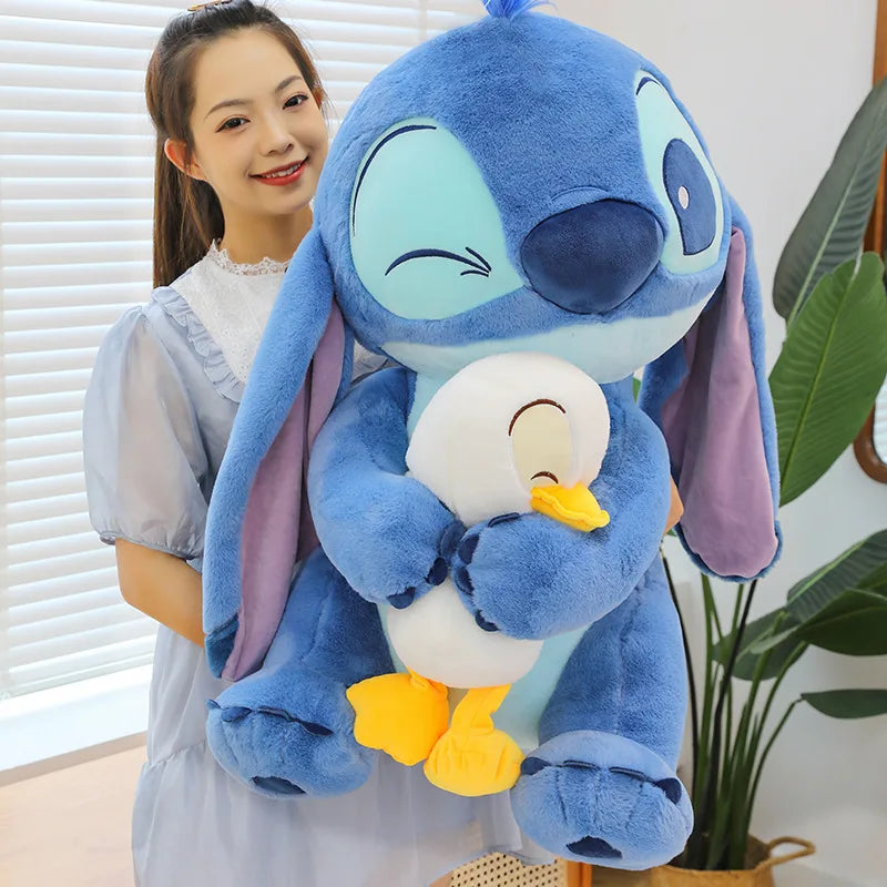 30/45cm Giant Size Stitch Duck and Duck Doll Interstellar Baby Disney Stitch Plush Toy Pillow Doll Birthday Gift for Girls