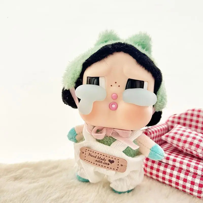 For 15 CM CRYBABY crying baby tears vinyl face plush doll clothes outfit overalls set