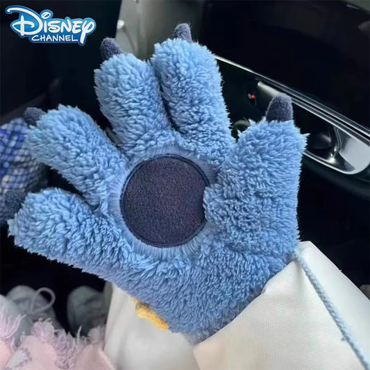 Disney Stitch Gloves Cartoon  Stitch Paw Claw Blue Gloves Plush Mittens Winter Warm Glove Kids Adult Winter Hand Warmer Gifts