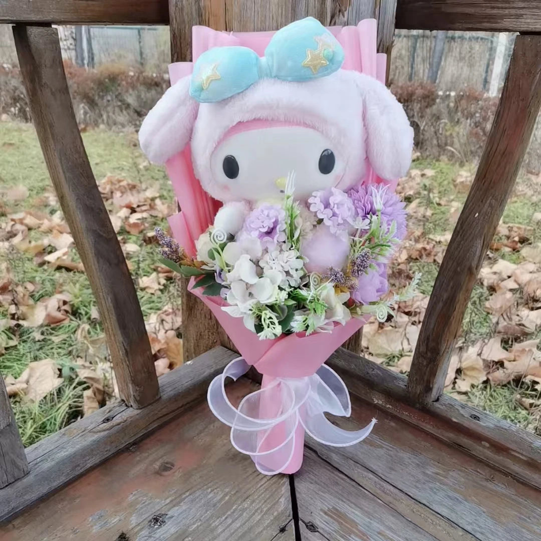 Hello Kitty Kuromi My Melody Plush Bouquet Cinnamoroll Sanrioed Anime Doll Toy Valentine's Day Christmas Graduation Holiday Gifs