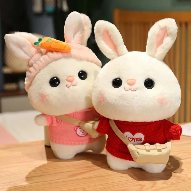 Soft Rabbit Lalafanfan Rabbit Cafe Girl Plush Toy Cute 30cm Kawaii Lalafanfan Doll Wearing Glasses Wearing Clothes Toys Gift