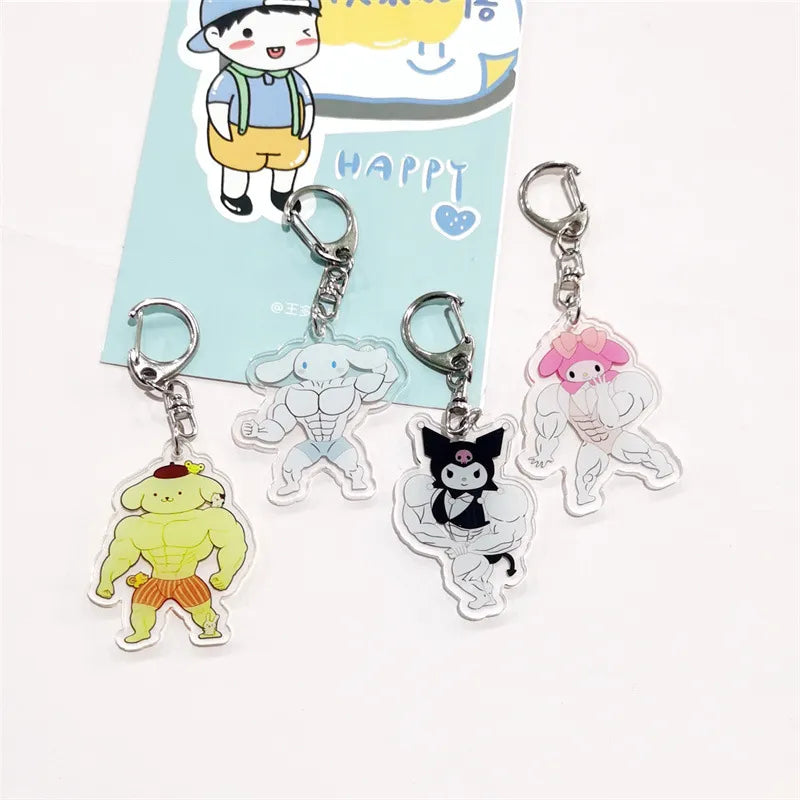 Anime Sanrio Acrylic Muscle Keychains - Plushy Mart