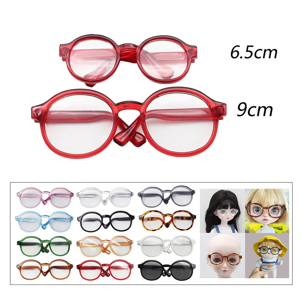 6.5cm 9cm Transparent Plastic Glasses For 1/8 1/6 1/3 1/4 BJD for Labubu MSD SD Plush for EXO Doll sunglasses