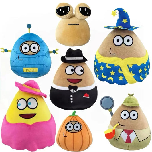 New 2024 color Pou Plush Cartoon Alien Toy Kawaii Stuffed Animal Doll Hot Game Figure Gifts for Fans 21CM