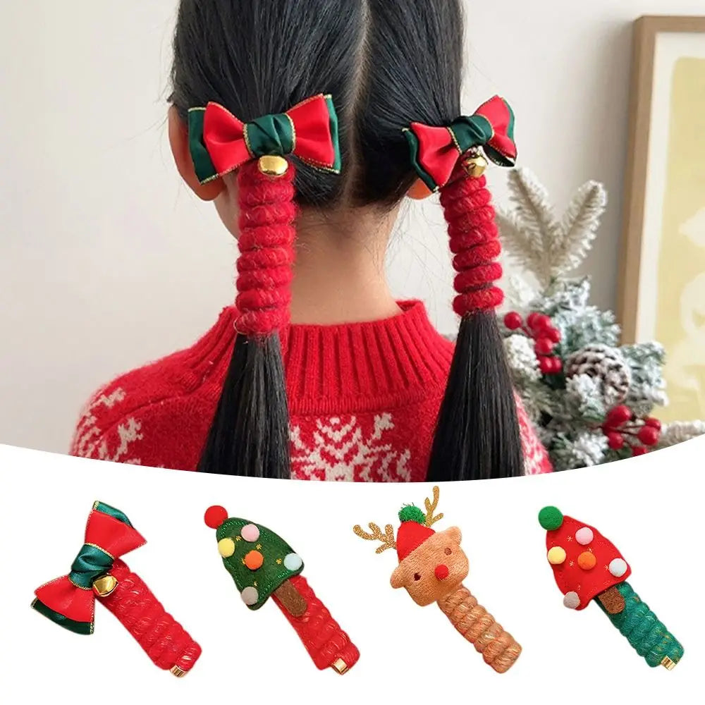 Hair Band Kids Children Telephone Wire Hair Ties Plush Hair Rope Xmas Gift Spiral Coil Bands Ponytails Hair Accessories