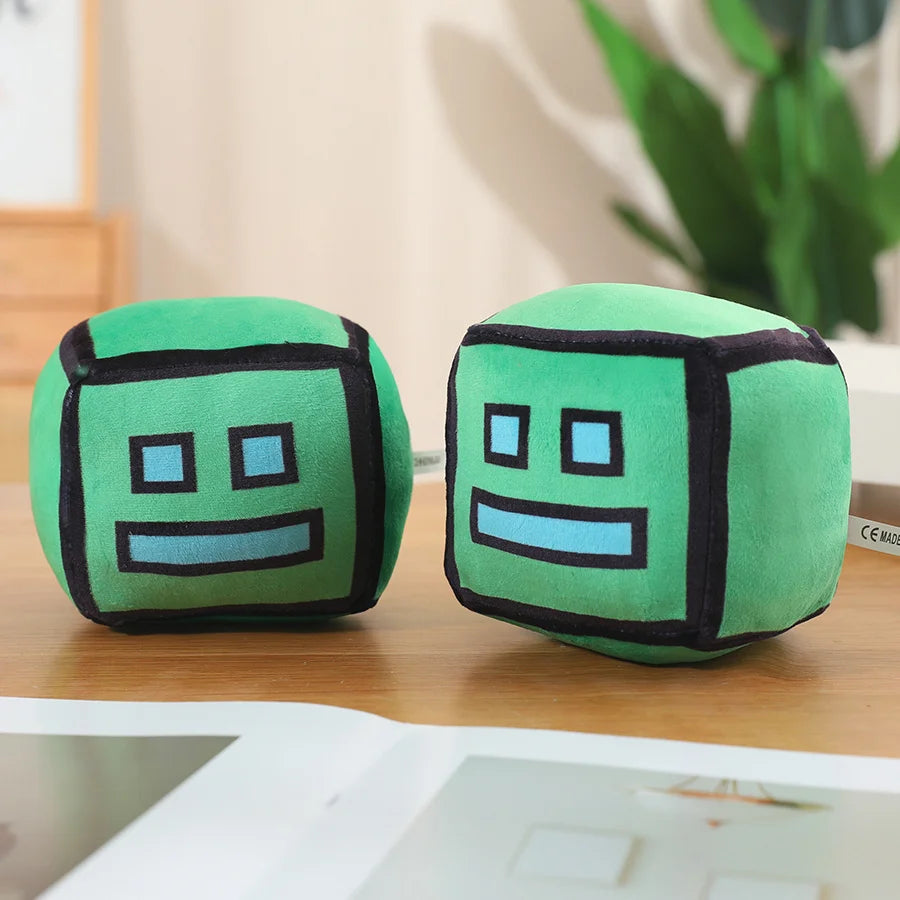 Geometry Dash Cube Plush Toys Stuffed Plushie Doll Small Pillow Square Pendant Game Cute Kids Fans Collection Birthday Gift 12CM