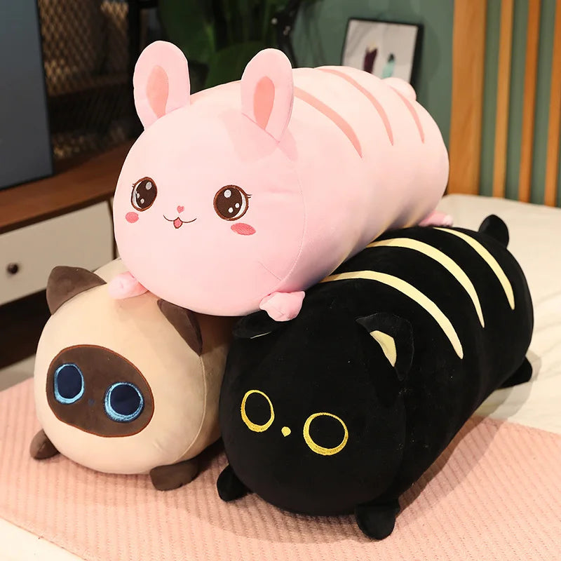 40-100CM Lovely Bread Series Animals Soft Long black Cat Pillow Stuffed Plush Toys Nap Pillow Home Comfort Cushion girls Gifts