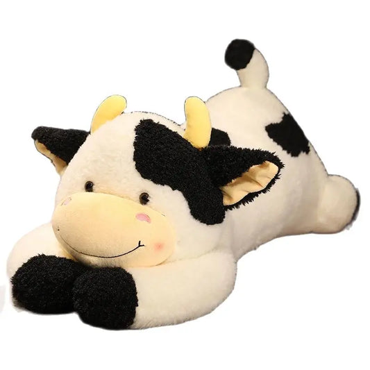 90/110cm Lovely Giant Lying Cow Long Plush Throw Pillow Stuffed Animal Milk Cattle Doll Bed Sleeping Pillow Cushion Home Decor