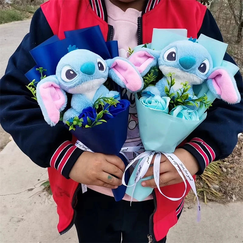 Lilo & Stitch Graduation Plush Bouquet  Anime Soft Stuffed Animals Children Birthday Home Decoration Christmas Party Gift