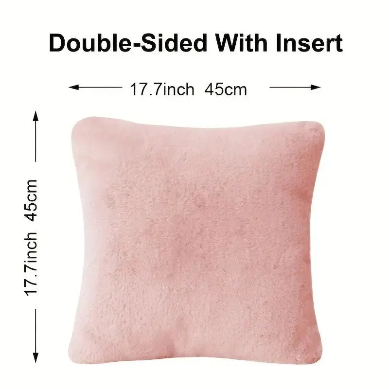 Ultra Soft Throw Pillows Case Faux Rabbit Fur Luxury Warm Plush Decorative Pillow Cushion Cover For Sofa Bedroom Living Room