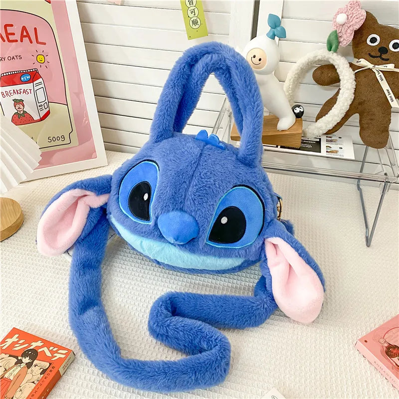 Disney New Lilo & Stitch  Toys Kawaii Plush Messenger Bag Girl Handbag Anime Stuffed Toys Children Cartoon Plushie Soft Bag