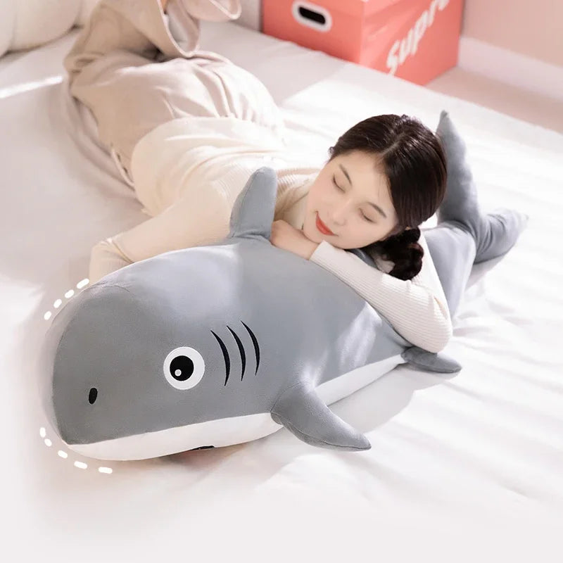 Shark Plush Pillow Big Stuffed Animal Toy Cute Plushie Doll Soft Hugging Sleeping Pet Throw Pillow Cushion Gift for Girl Boy