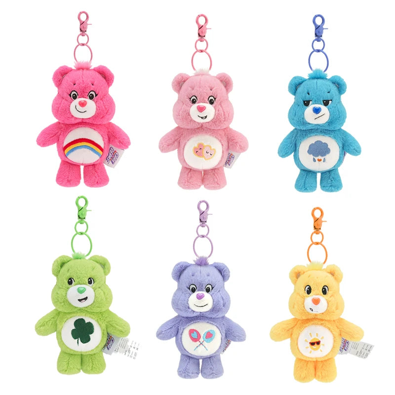 Sanrio Plush Kawaii Carebears Rainbown Bear Plush Anime Hobby Toy Keychain Bag Pendant with Sound Dolls Christmas Birthday Gifts