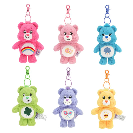 Sanrio Plush Kawaii Carebears Rainbown Bear Plush Anime Hobby Toy Keychain Bag Pendant with Sound Dolls Christmas Birthday Gifts