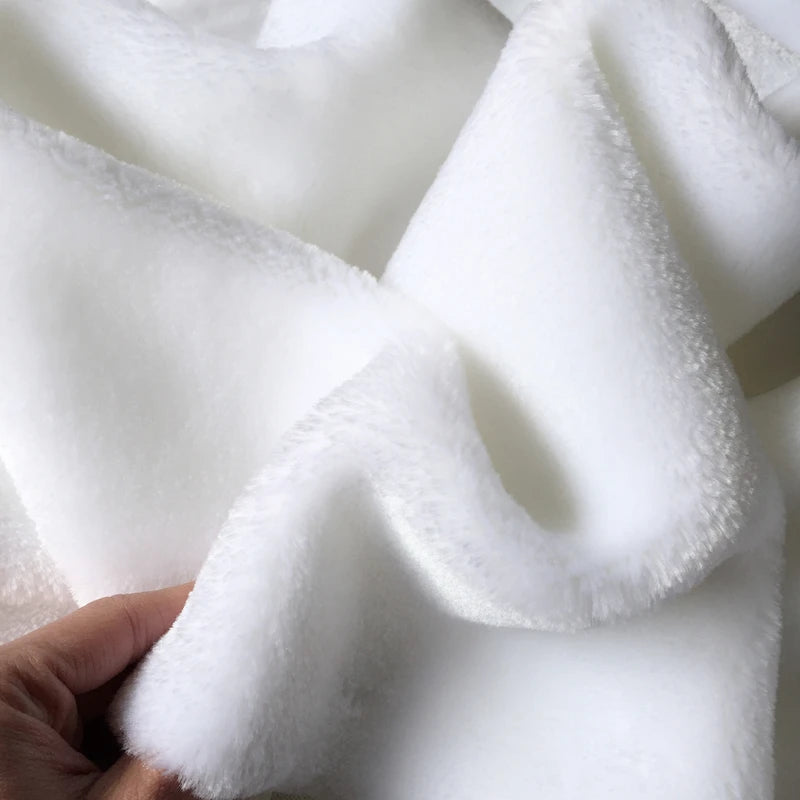 50x160cm Faux White Fur Fabric 100% Polyester 1CM Pile Super Soft Plush Fabric For Handmade Stuffed Toys DIY Sewing Fabric