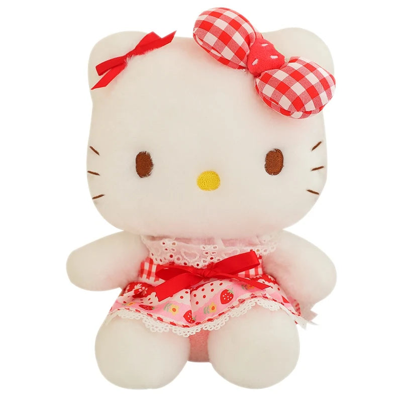 Sanrio Sit Strawberry Hello Kitty Anime Hello Kitty Stuffed Toy Plushier Pillow Xmas Gift For Girl Kawaii Hello Kitty Plush Doll