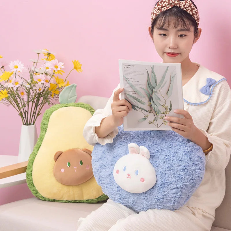 45CM Bear&Pig&Rabbit Cosplay Avocado Blueberry Peach Stuffed Plush Toy Fruit Cushion Pillow Soft Plush Doll Kids Birthday Gift