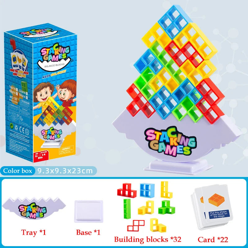 48PCS Tetra Tower Fun Balance Stacking Building Blocks Board Game for Kids Adults Friends Team Dorm Family Game Night and Partie